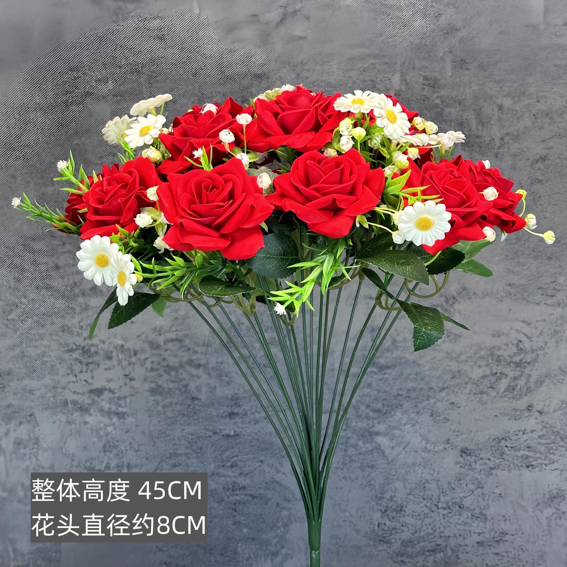 Simulación 18 tela de terciopelo rosa boda decoración del hogar decoración de mano mano flor props adornos falsos flor al por mayor