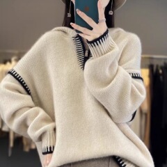【専門店の大きいサイズ】ファスナー秋冬の新型帽子のニットのデザインがゆったりしていて、カジュアルで厚いです。