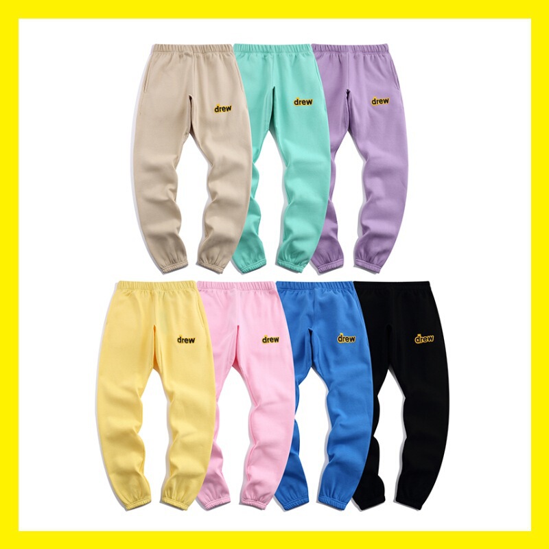 DREW Justin Bieber Same Smiley Long Pants Men and Women Couples Same High Street Fashion Brand Casual Pants Sweatpants
