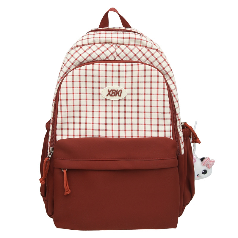 El nuevo bolso de hombro de color de choque de celosías pequeñas de varios bolsillos requiere mochilas escolares dulces y de gran capacidad, mochilas de computadora estudiantiles