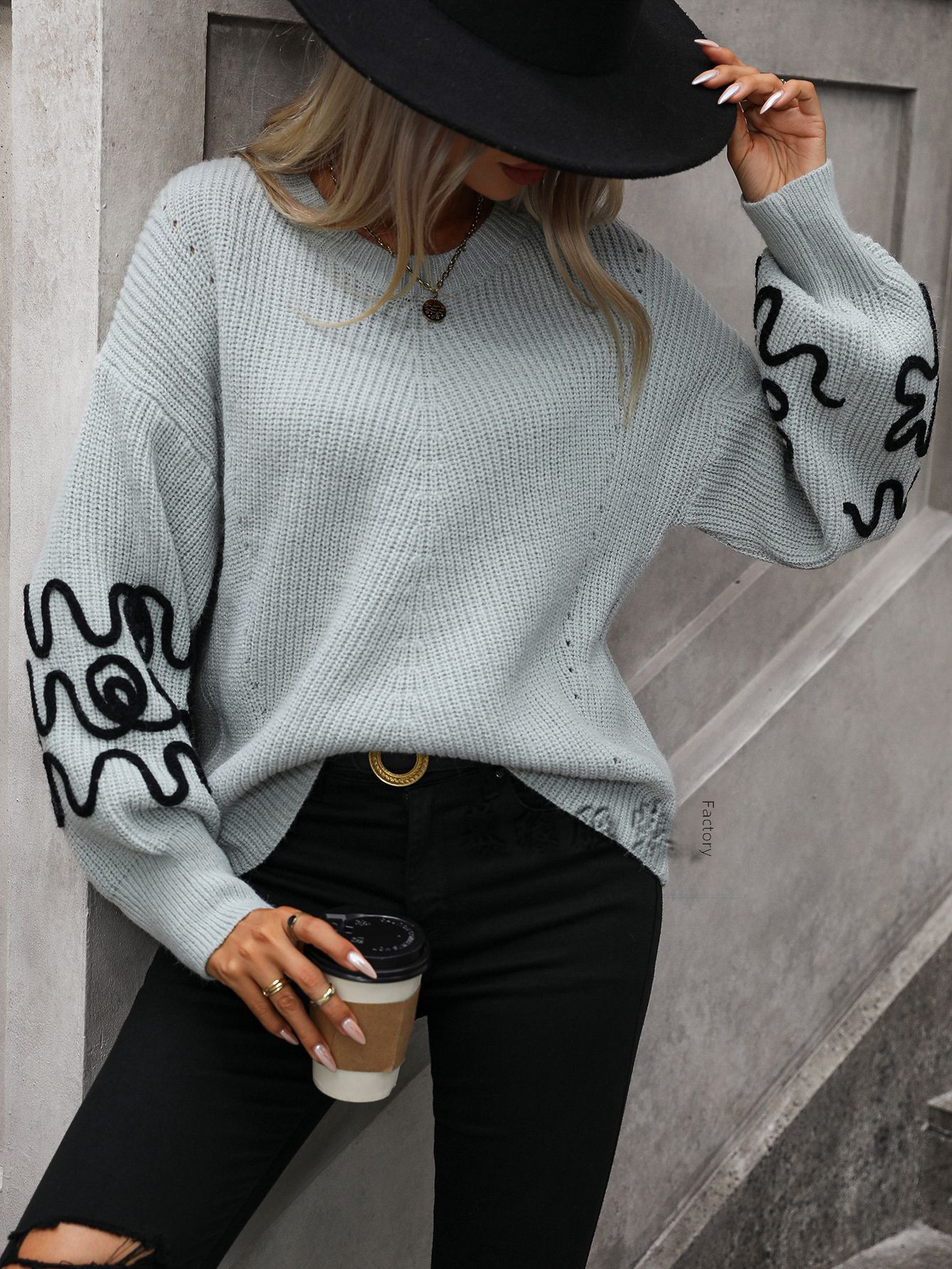 Women's Sweater Solid Colour Pullover Casual Knitted Jumper_voghion.com