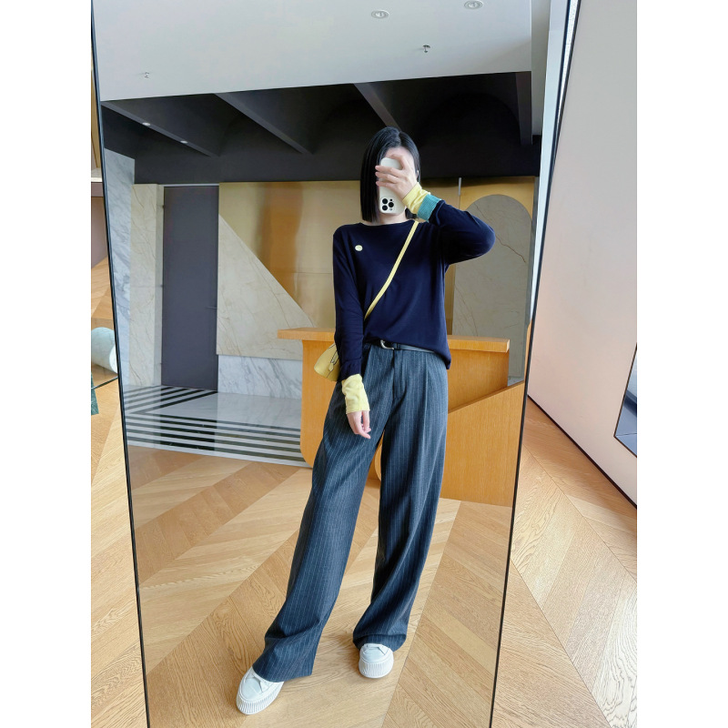 活力氛围Self25秋季天丝羊毛撞色笑脸针织长袖T恤KM25246|undefined