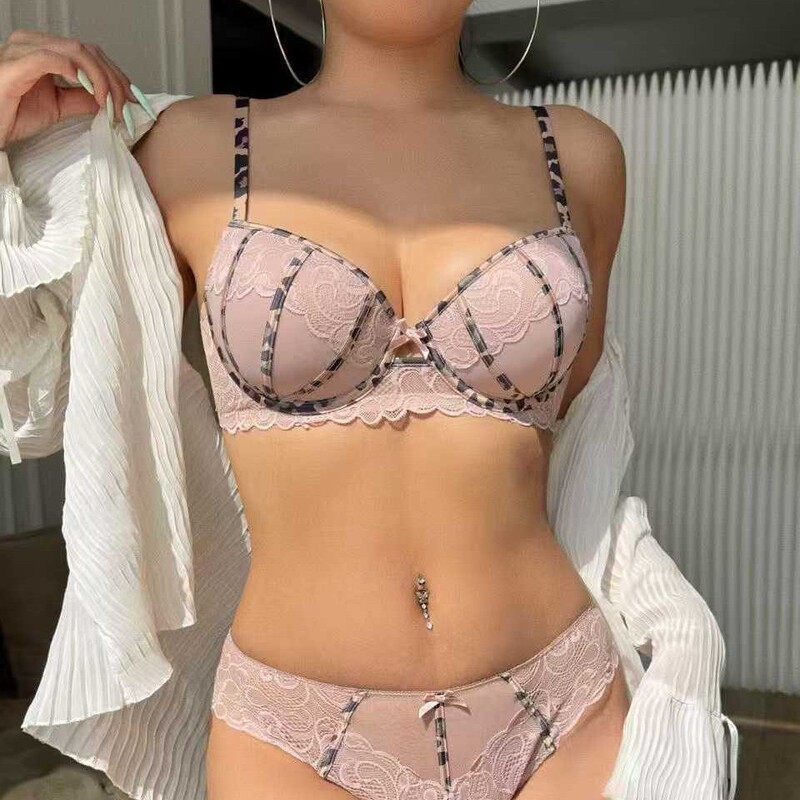 25 years new leopard print contrast color lace thin mold cup plus size underwear steel ring collection accessory milk gathered bra suit