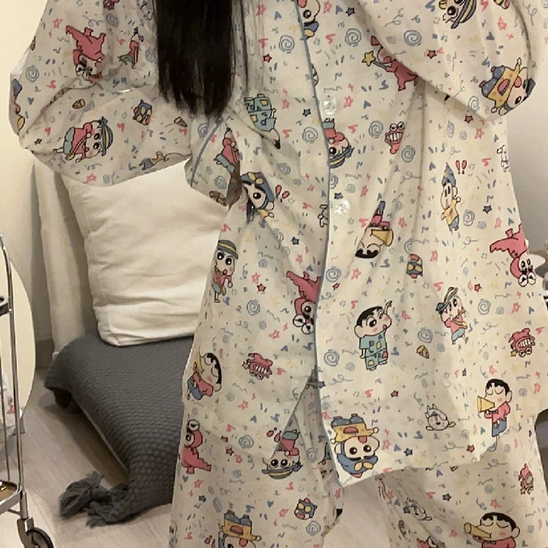 Пижамный набор Hello Kitty на осень (Hello Kitty) милый японский стиль, хлопок с длинным рукавом, размеры M–XXL