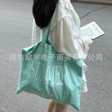 布凡良品/韩风质感帆布袋慵懒风通勤文艺大容量字母单肩帆布包女