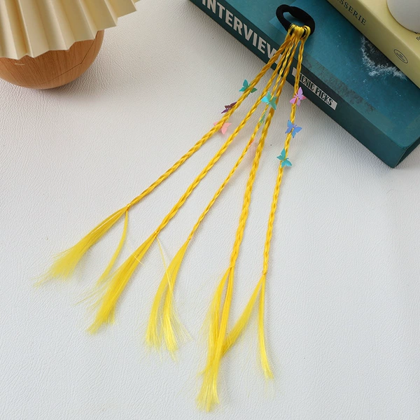 5# yellow butterfly flower piece (1 hair tie and 5 small braids)