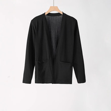 慵懒风开衫无领针织外套女春秋优雅休闲简约气质百搭上衣2024新款