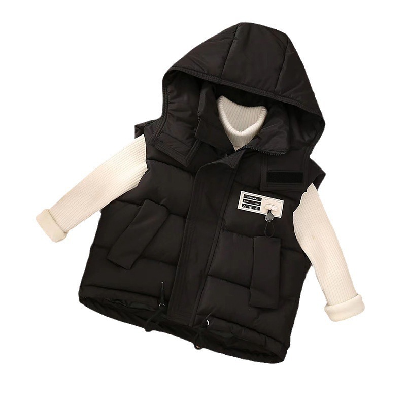 Chaleco de algodón infantil primavera y otoño 2025 nuevo otoño y invierno niños pequeños y medianos niñas chaleco de algodón plumón hombro vestido exterior