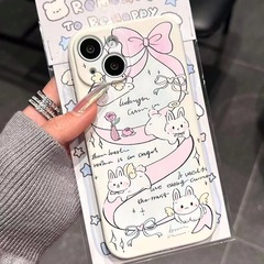 可愛彩帶小兔適用於蘋果15promax手機殼iPhone1413promaxxs78p軟