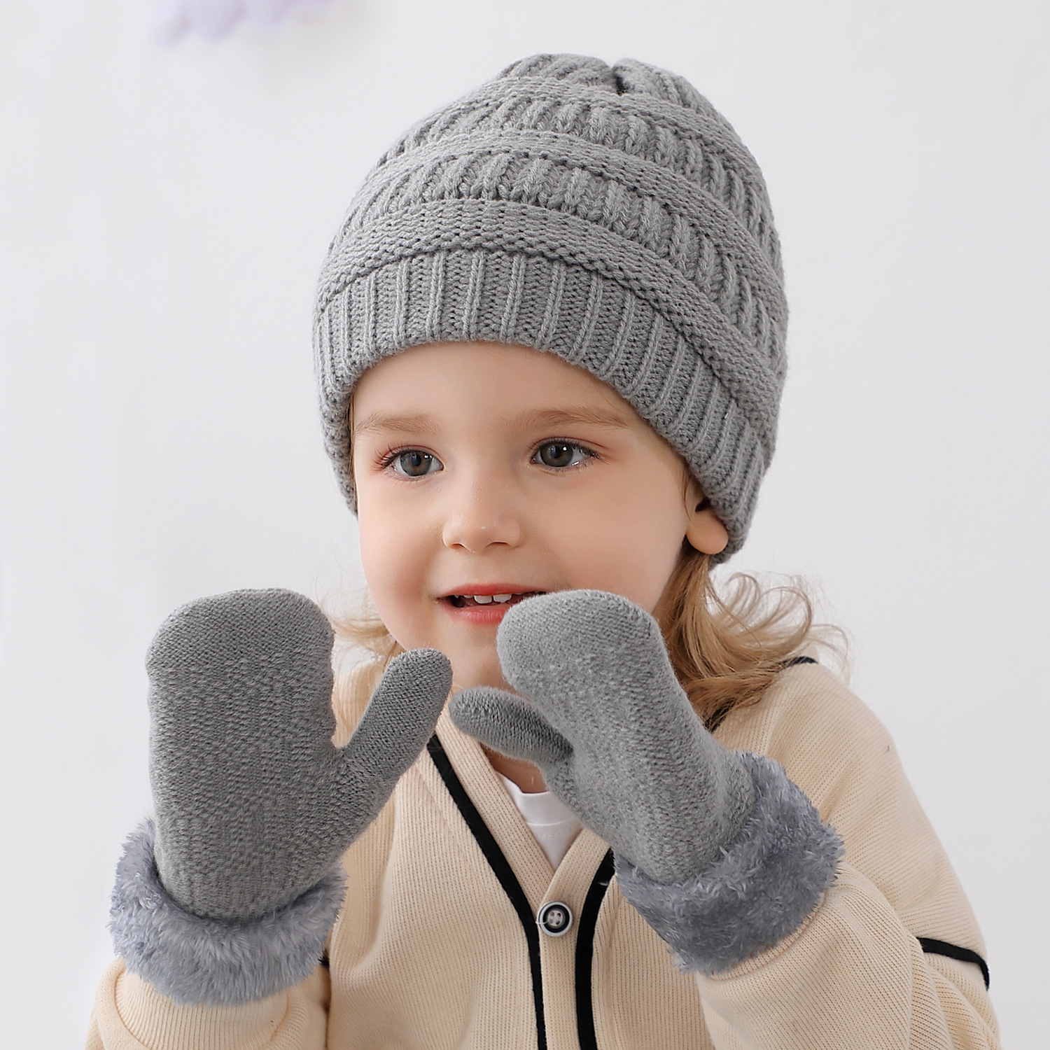 新款童帽冬季加厚保暖儿童针织帽糖果色套头护耳大毛球毛线帽外贸-阿里巴巴