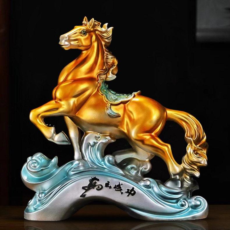马到成功马摆件古铜树脂工艺品客厅玄关酒柜家居饰品店铺开业礼品