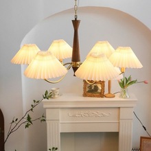 美式复古客厅吊灯全铜法式百褶创意灯具餐厅卧室实木日式复古吊灯