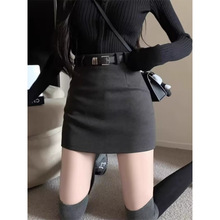 毛呢灰色半身秋冬高腰显瘦防走光小个子裙子包臀裙秋冬款