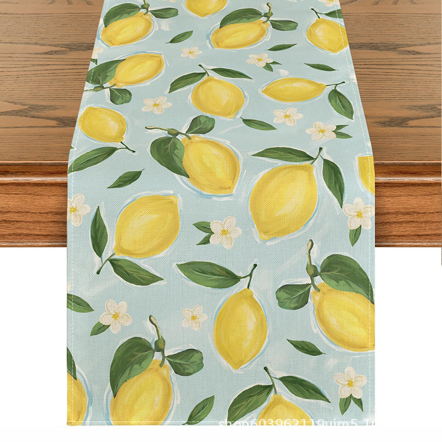 Nuevo verano limón lino bandera de mesa de fiesta al aire libre decoración de mesa de té de tela en el hogar bandera de mesa de té