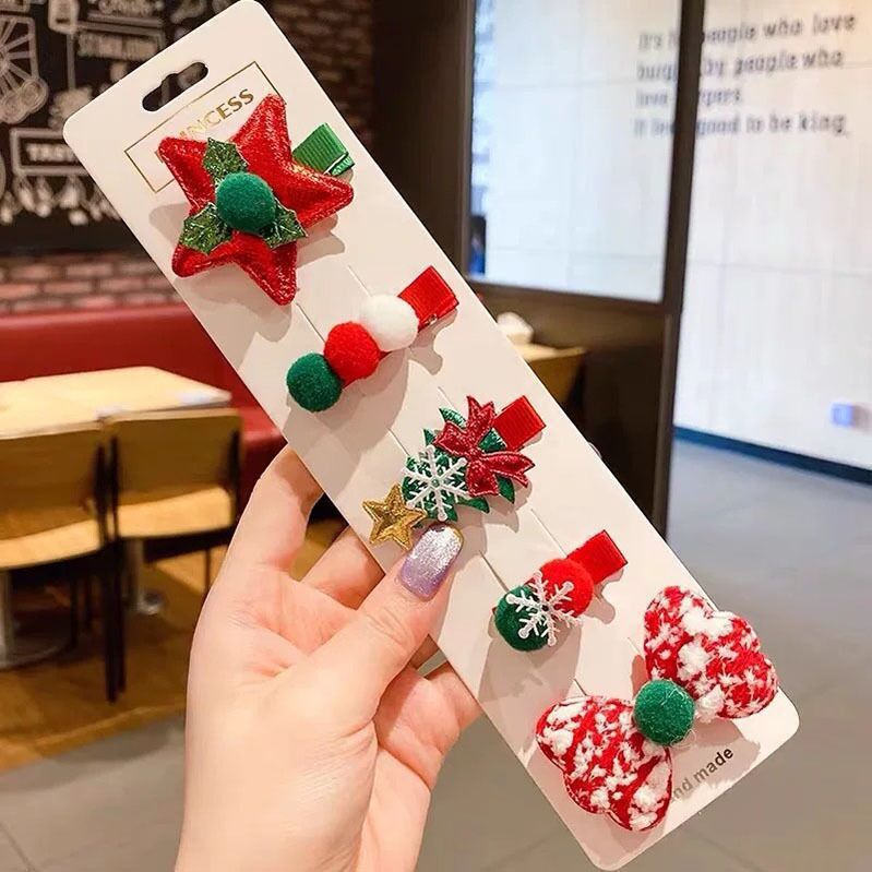 冬の新作クリスマス5点セットのヘアピン子供用ヘラジカの髪飾りが可愛いです。|undefined