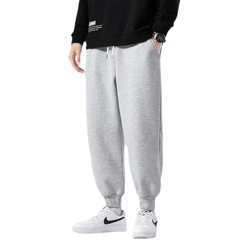 Pantalones de hombre con forro polar, nuevo estilo coreano de otoño e invierno, talla grande, envío directo de una sola pieza, pantalones deportivos casuales de jogging grises de moda