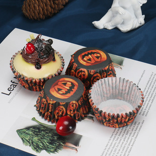 Halloween Series Cake Paper Tray Snow Mei Niang Paper Tray 100 Pvc Tube Oil-Proof and High Temperature Resistant Cake Cups