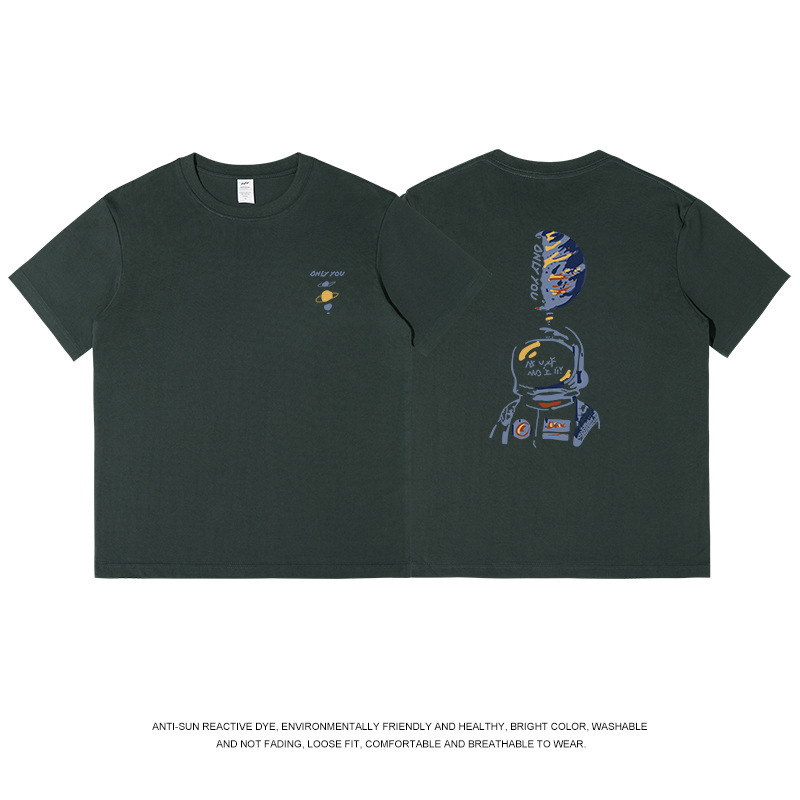 メンズファッションブランドマルチカラープリントTシャツ、男女兼用、夏用230gラウンドネック、ゆったりとした半袖、カジュアルで多用途なトップス、インズ|undefined