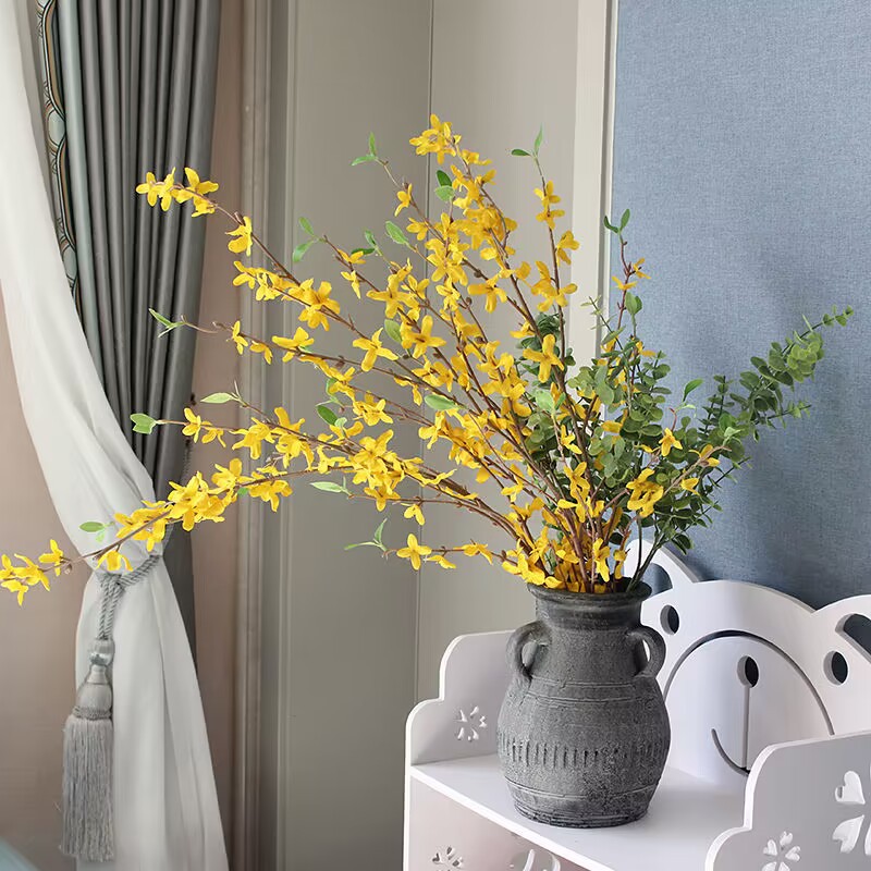 单支迎春花黄色假花婚庆家居餐桌装饰跳舞兰仿真花插花连翘花批发详情3