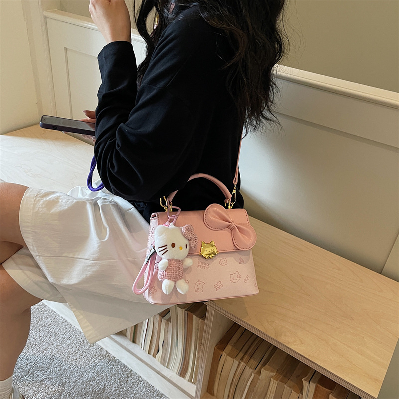 Bolso de hombro de moda coreana de mujeres dibujos animados lindos colgantes de impresión bolso de mano bolso de mano dulce fresco bolso pequeño image 3