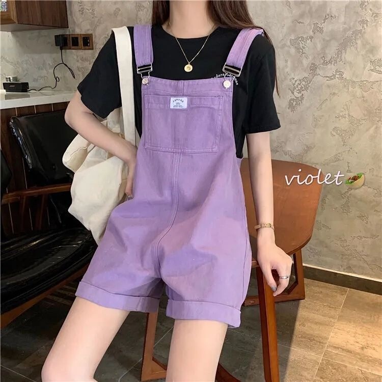 Overalls for Female Students, Korean Style, Loose Fit, 2026 New Model, Age-Reducing, Slimming, Trendy Casual Wide-Leg Denim Shorts for Women, Summer