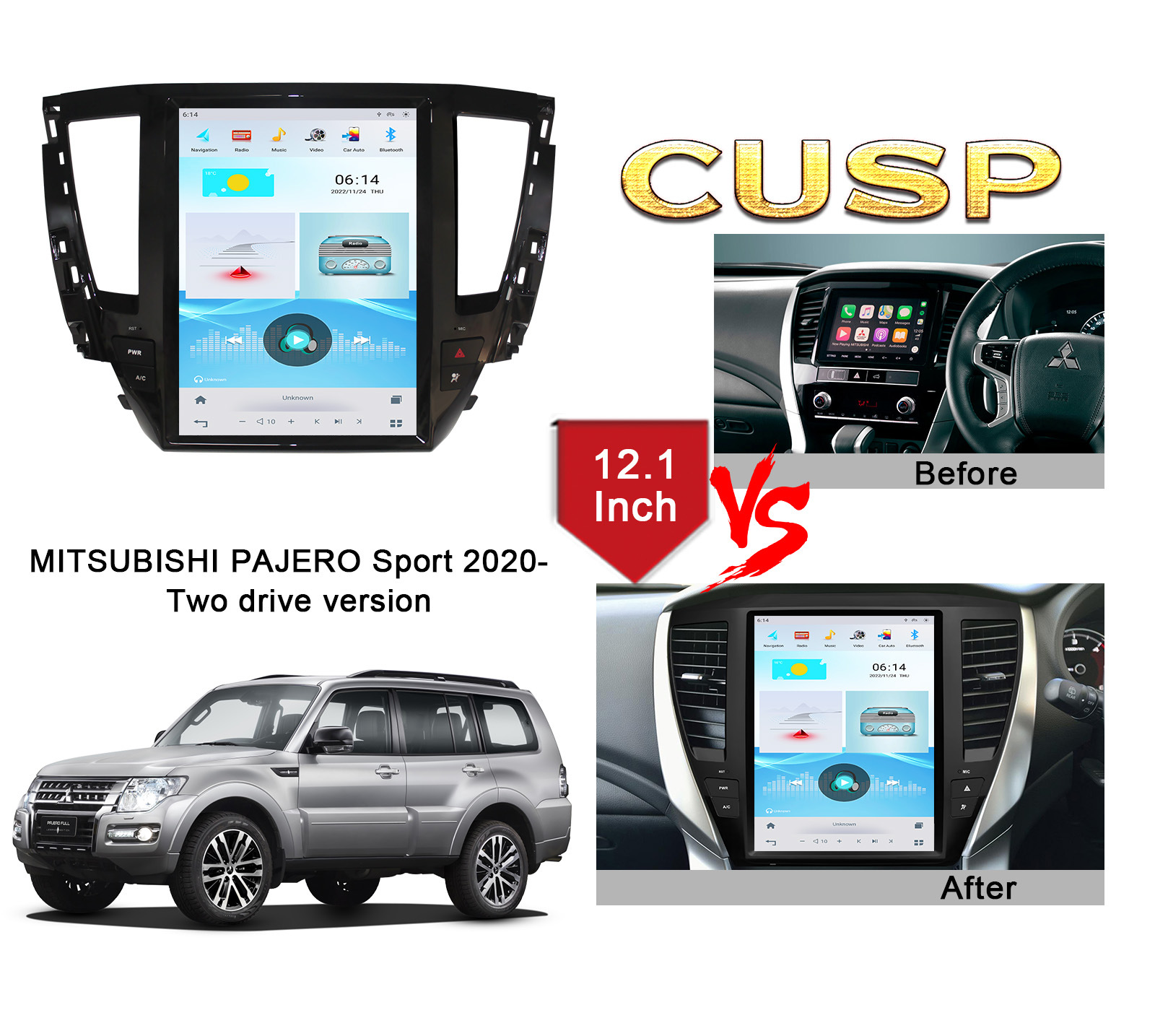 For Mitsubishi Pajero 2020 12.1" Vertical Screen Car Android Navigation