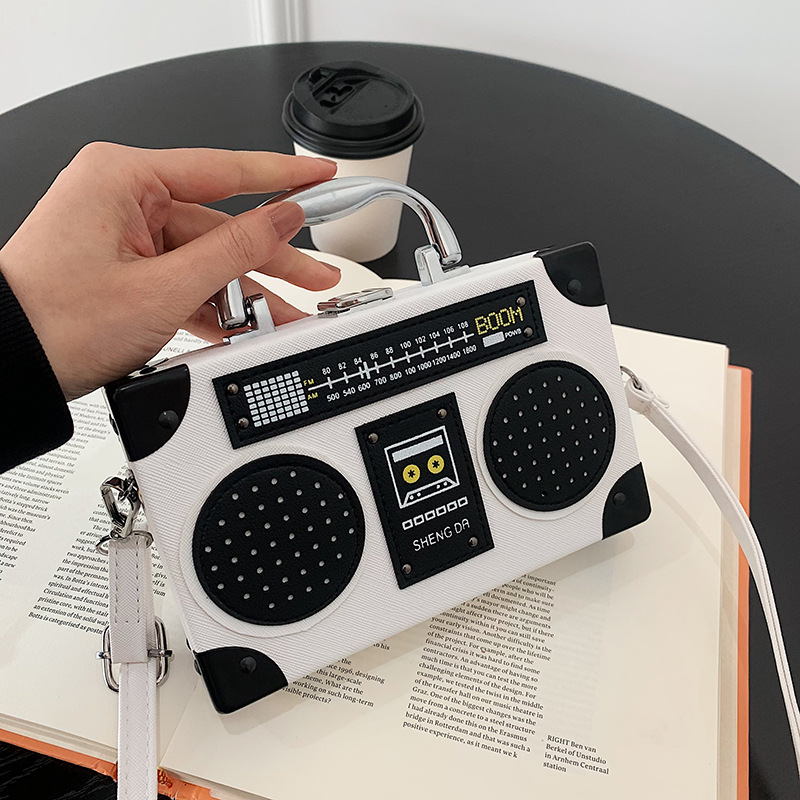Foreign Trade Fashion Bags Radio Box Bag 2025 European and American Creative Stylish Funny Retro Single Shoulder Crossbody Bag for Women