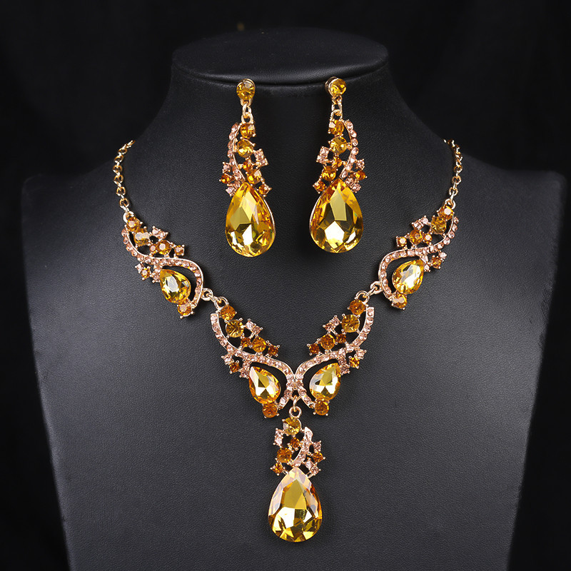 Nuovo set di gioielli placcati in lega, collana esagerata, orecchini, set di gioielli vintage_voghion.com