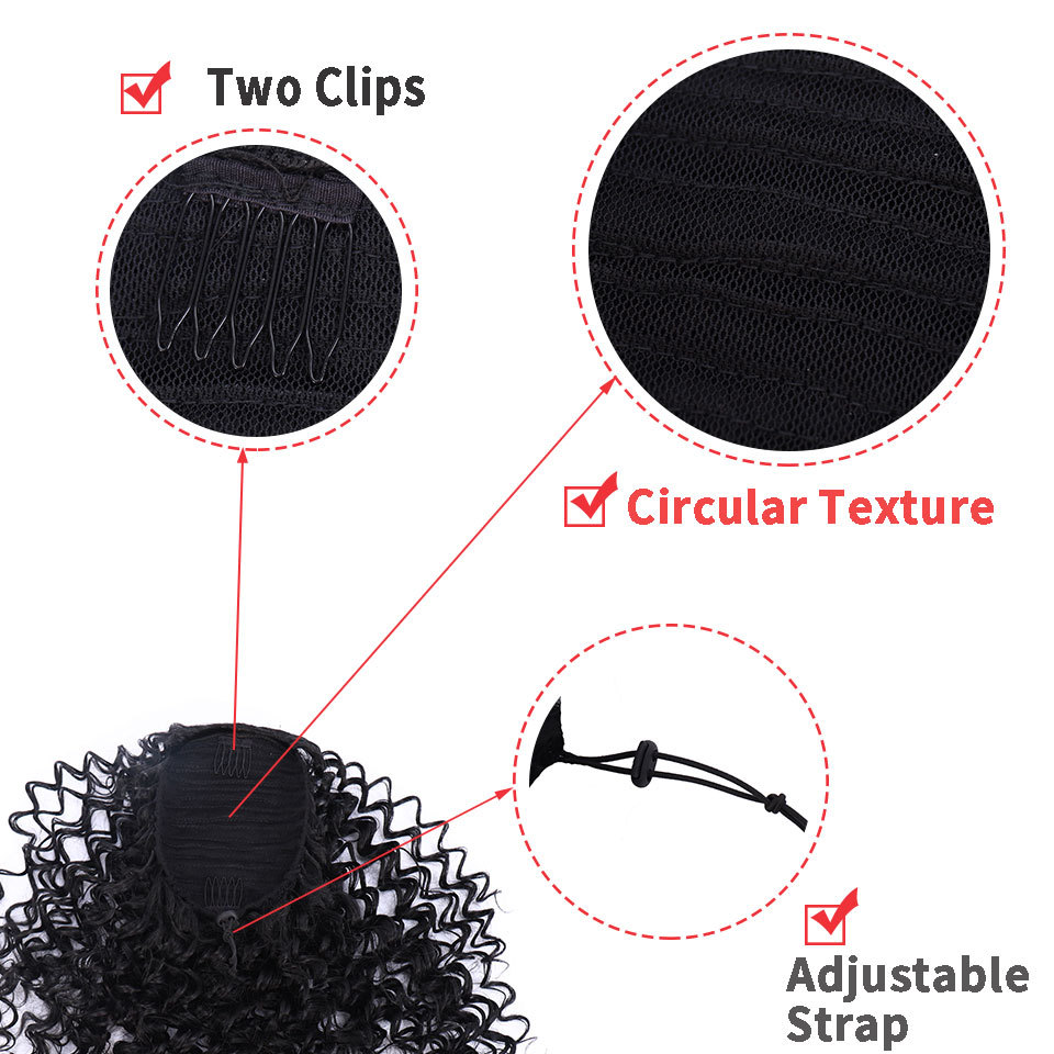 wig drawstring wig women's corn perm ponytail high temperature silk fluffy soft 35cm_voghion.com