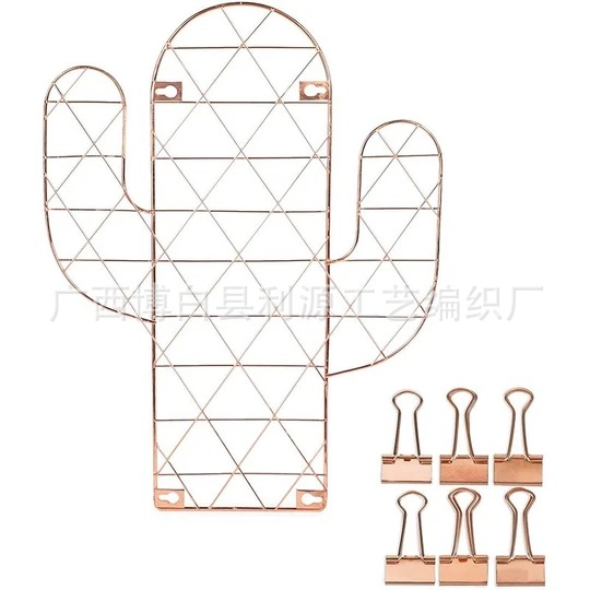 仙人掌造型图片铁线展示网 杂物收纳铁网 咖啡厅奶茶店装饰心愿墙