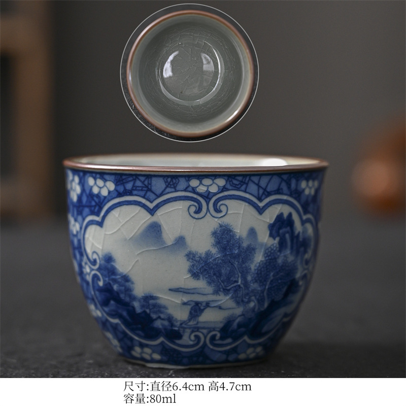 골동품 파란색과 흰색 컵-스타일 10