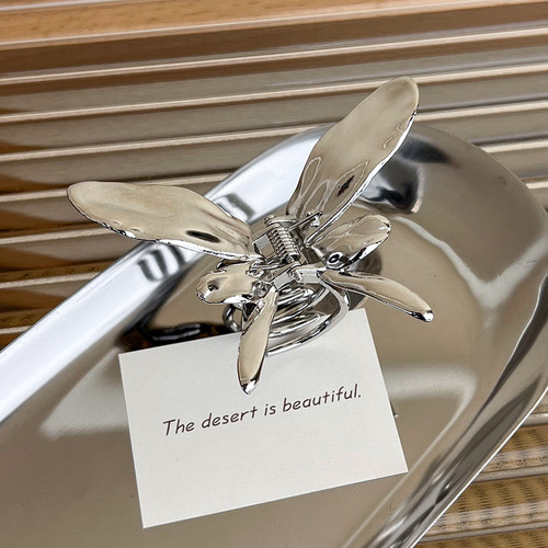 Sweet and cool girl metal butterfly small clip semi-tied hair plate hair clip female shark clip back head clip headwear