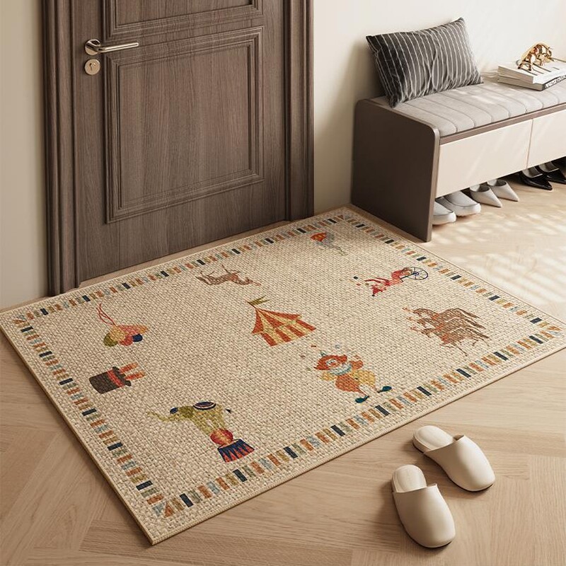 Entrance Door Floor Mats Imitation Linen Entrance Door Mats Can Be Cut Door Mats Accessible Luxury High-End Bedroom Non-Slip Carpets
