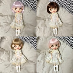 {ルシーかつら} Blythe小さなぬいぐるみかつら柔らかい髪前髪bobo頭麻花お下げ短い毛かつら