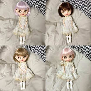 {Lucy Wig} Blythe Little Doll Wig Soft Silk Bangs bobo Head Twist Braid Short Hair Wig