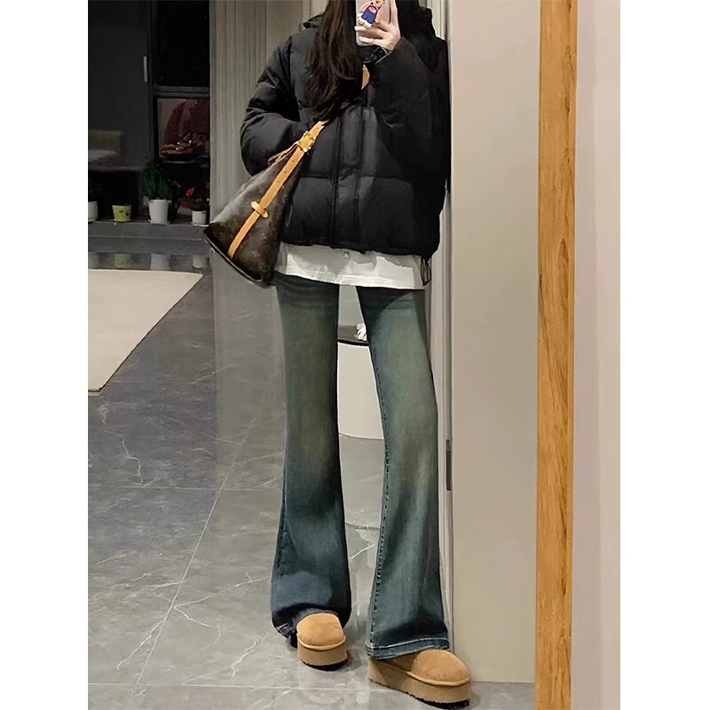 大码复古微喇牛仔裤女2025春季新款大码胖mm弹力显瘦梨形身材马蹄|undefined