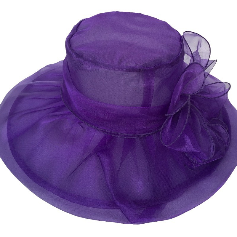 Mesh Hat, European and American Summer New Organza Large Brim Sunshade Hat, Foldable and UV Resistant Beach Top Hat for Women_voghion.com