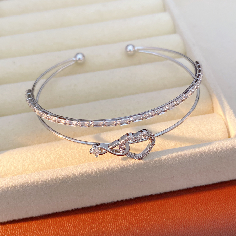 Zheng Zheng Shi amor pulsera de doble capa abierta pulsera de moda coreana exquisita pulsera versátil alta sensación de lujo ligero joyería al por mayor
