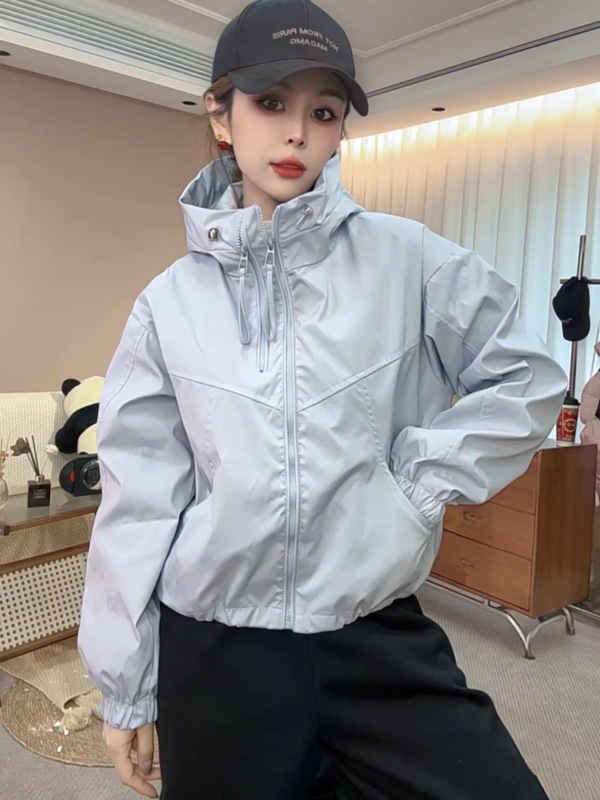 韩版休闲短款冲锋衣外套女2025春秋季新款宽松百搭小个子夹克上衣|undefined