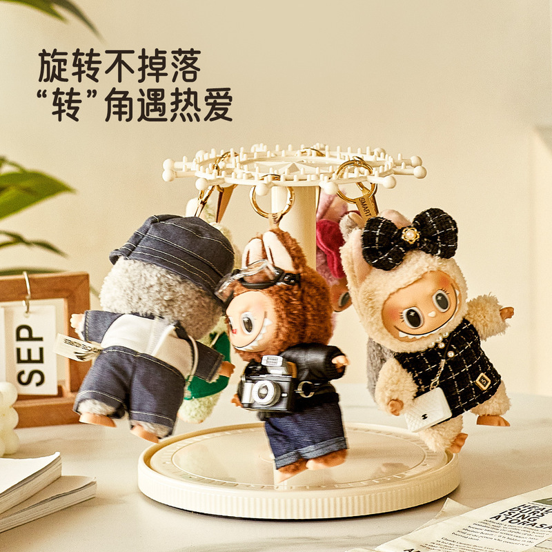 Labubu盲盒收纳展示盒拉布布旋转木马展示架毛绒玩具公仔透明盒子|undefined