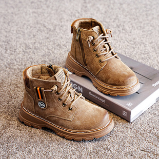 Boys' Boots Autumn and Winter Casual Soft Sole 2025 New Korean Style Cowhide Kidsren's Short Boots Fashionable Boys' Cotton Boots