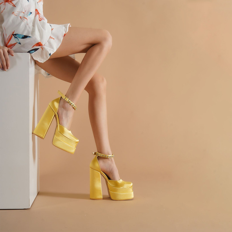 New High-heeled Candy-colored Single-layer Shoes Foreign Trade Fashion Rhinestone Waterproof Platform with Thick Sole Women's Photo Party Shoes New High-heeled Candy-colored Single-layer Shoes Foreign Trade Fashion Rhinestone Waterproof Platform with Thick Sole Women's Photo Party Shoes