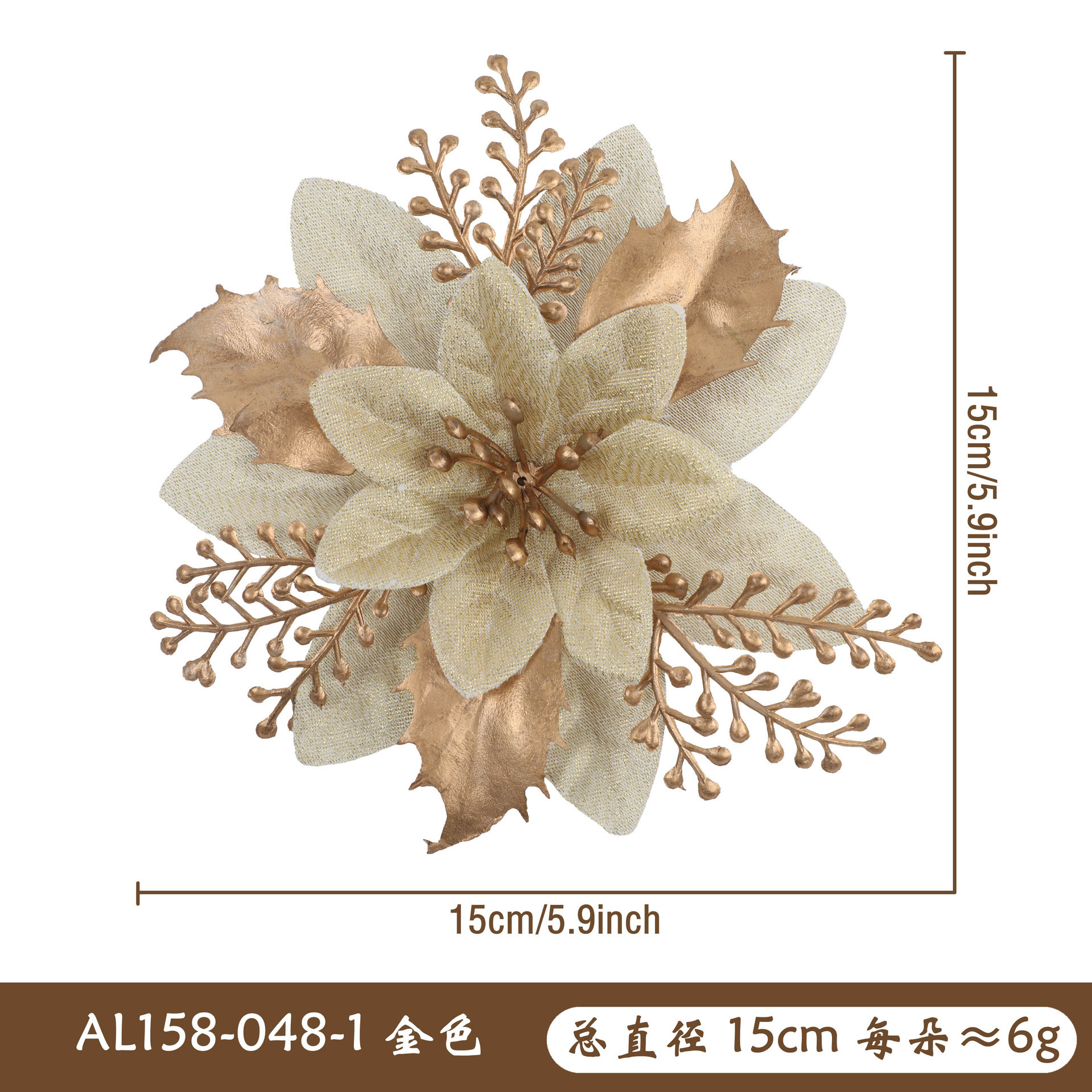 Navidad flores de polvo de oro flor de polvo de cebolla corona de polvo de flores accesorios de decoración artificial árbol de Navidad al por mayor