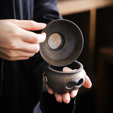 粗陶窑变陶瓷茶漏茶滤组分离器过滤网千孔茶叶日式茶道配件茶叶