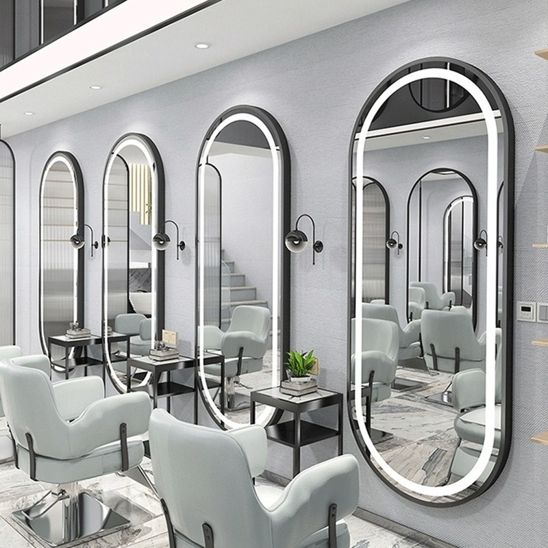 Espejo de Barbería, Soporte para Espejo de Salón de Belleza, Espejo Moderno para Tintes y Permanentes, Espejo de Pie de Cuerpo Entero para Peluquería, Estable.