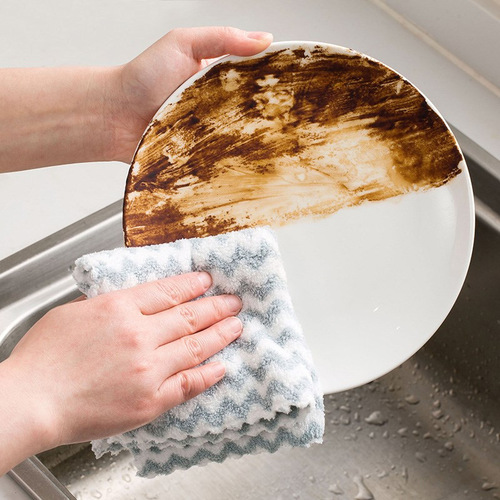 Cationic dishcloth, cloth, water-absorbent, non-falling hair, household cleaning, kitchen tool, wave cloth, scouring cloth 