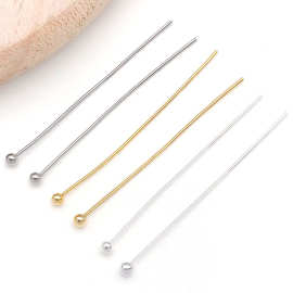 铜镀金色白金厚银保色球针圆头针吊坠挂件diy手链项链饰品配件