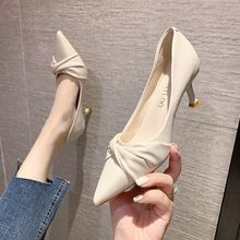 高跟鞋女2025春夏季新款气质职业职场软皮舒适不累脚尖头细跟单鞋