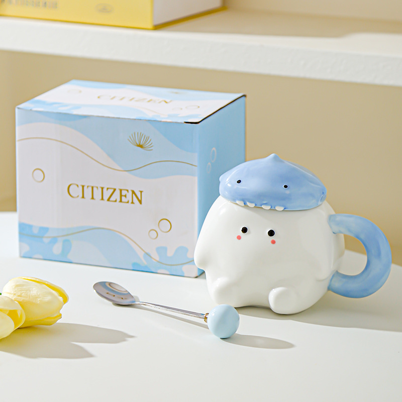 Creativo dibujado a mano de dibujos animados de animales tazas de cerámica red encantadora taza doméstica taza de agua potable de gran capacidad sensación de diseño