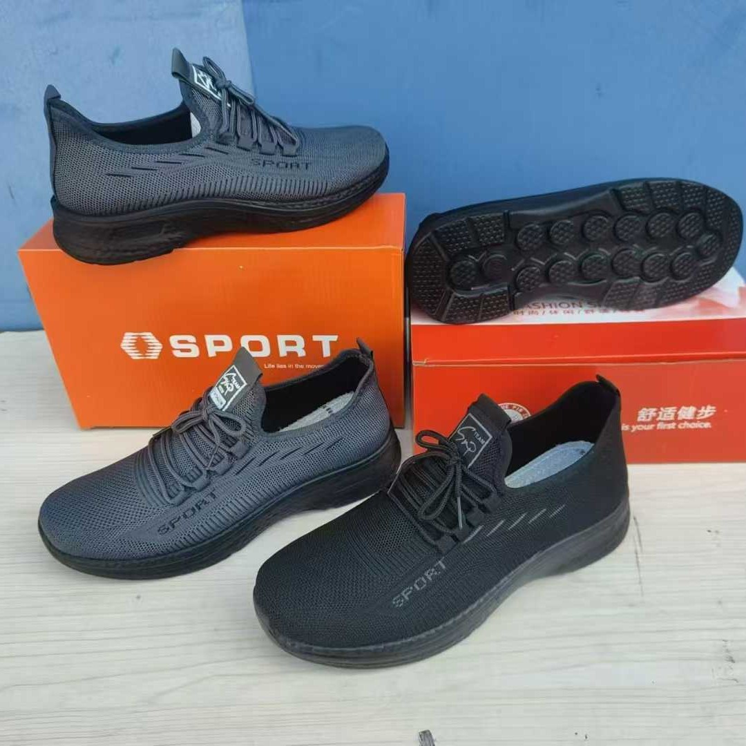 Spring Casual Sports Shoes for Men, Old Beijing Cloth Shoes, Mesh Fly-Knit Shoes, Lightweight Polyurethane Sole Walking Shoes for Men